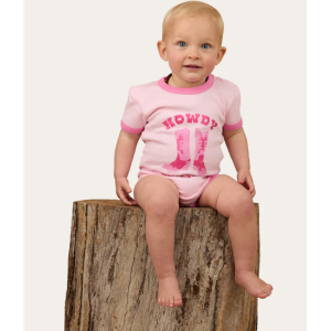 Ringers Western Babies Romper 'Howdy Cowgirl' Ballet Pink