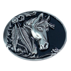 Belt Buckle Feathered Horsehead TB-889C