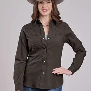 Roper Women's Shirt Karman Special Collection Solid Brown 01-050-0017-7018 BR