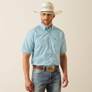 Ariat Men's Shirt Pro Series 'Sloan' Short Sleeve Classic Fit Light Blue 10058943