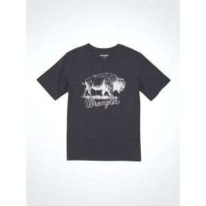 Wrangler Boy's T Shirt 'Bison' Short Sleeve Caviar 112365731