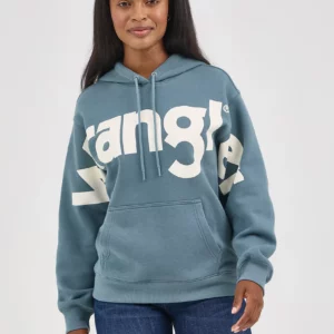 Wrangler Women's Hoodie 'Azure Bold Logo' Pullover Blue 112367232