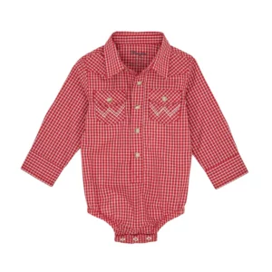 Wrangler Baby Bodysuit Romper Shirt Long Sleeve Plaid Red 112367743