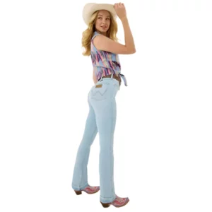 Wrangler Women's Jeans 'Lainey Wilson' High Rise Boot Hugger Bleach Blue Denim 112368267
