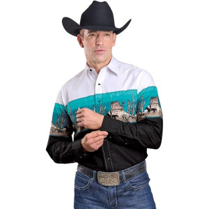 Roper Men's Shirt 'Vintage Collection' Western Desert Print Black 03-001-0421-0701 BL