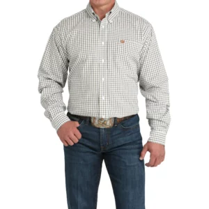 Cinch Men's Shirt 'Classic Fit' Plaid White MTW1105983 WHT