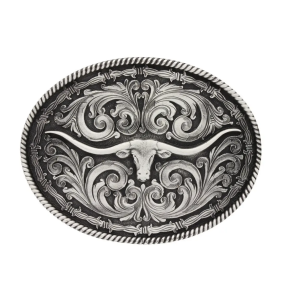 Montana Silversmith Rope and Barbed Wire Longhorn Classic Impressions Attitude Buckle A550S