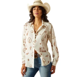 Ariat Women's Shirt 'Homestyle' Long Sleeve Road Trip Print 10060364