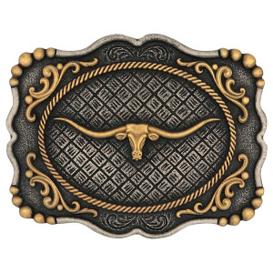 Montana Silversmiths Attitude Belt Buckle 'Framed Longhorn' A1003P