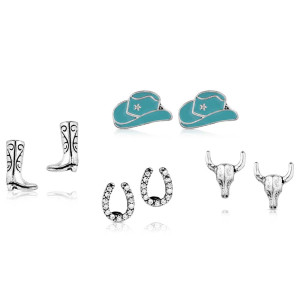 Montana Silversmiths Earrings Set 'Boot Scootin' Post Set of 4 AER6241