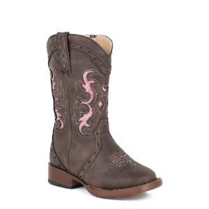 Roper Girl's Boots Toddler 'Lexi' Chocolate/Pink Glitter 09-017-1901-0998