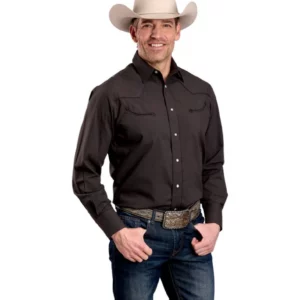 Roper Men's Shirt 'Karman Special Collection' Long Sleeve Solid Brown 01-001-0017-7018 BR