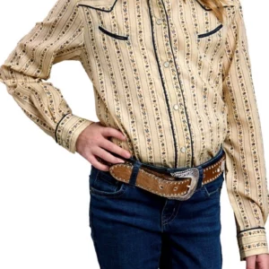 Roper Girl's Shirt 'Karman Special Collection' Print Tan 01-080-0086-7009 TA