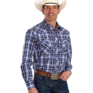 Roper Men's Shirt 'Karman 55/45 Collection' Long Sleeve Plaid Blue 01-001-0101-4065 BU