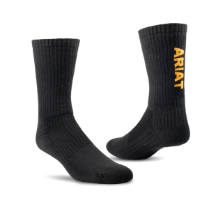Ariat Men's Socks Premium Cotton Crew Black PK3