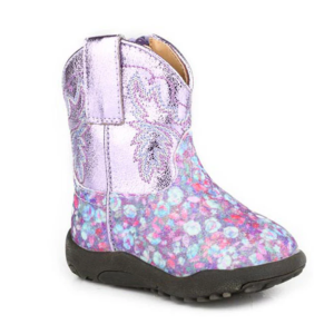 Roper Girl's Boots Infant Cowbaby 'Glitter Bloom Glitter Floral/Purple 09-016-1903-3644
