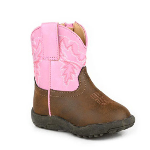 Roper Girl's Boots Infant Cowbaby 'Gretchen Tan/Pink 09-016-0191-3692