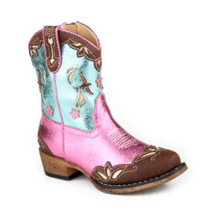 Roper Girl's Boots Toddler 'Birdie' Pink/Teal/Tan 09-017-1566-3646
