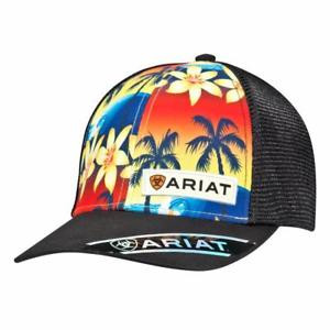Ariat Trucker Cap Hawaiian Print Front Black Mesh Back