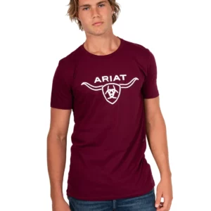 Ariat Men's T-Shirt 'Ariat Shield Horns' Maroon 10074718