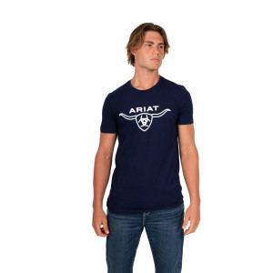 Ariat Men's T-Shirt 'Ariat Shield Horns' Navy 10074717