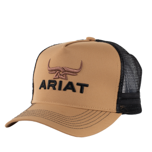 Ariat Trucker Cap 'Bull Horn' Snap Back Black/Khaki AC2220