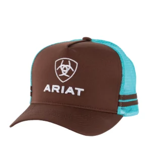 Ariat Trucker Cap 'Stacked Logo' Snap Back Brown/Turquoise AC2221