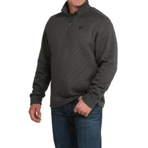 Cinch Men's Pullover 1/4 Zip Sweater Charcoal MWK1080020 CHR
