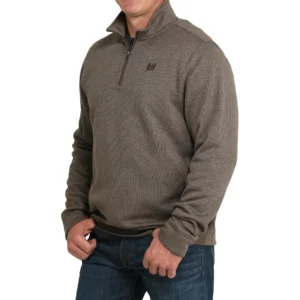 Cinch Men's Pullover 1/4 Zip Sweater Brown MWK1080017 BRN
