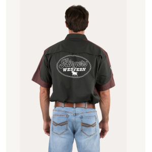 Ringers Western Men's Shirt 'Back Roads' Short Sleeve Charcoal