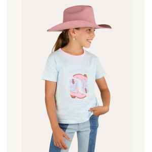 Ringers Western Girl's T-Shirt 'Raised On Country Music' Barely Blue