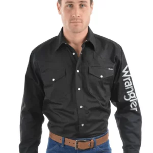 Wrangler Men's Shirt 'Logo Rodeo' Long Sleeve Black X5S1116020