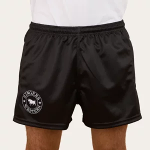 Ringers Western Footy Shorts 'Big Ringers' Black with White Print 125025RW-BLK/WHT