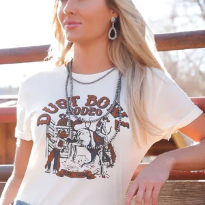 Cruel Girl Women's T-Shirt 'Dust Bowl Rodeo' Cream CTK7450021 CRE