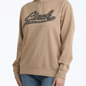 Cinch Women's Pullover Sweatshirt Logo Front Heather Brown MAK7905007 HBR