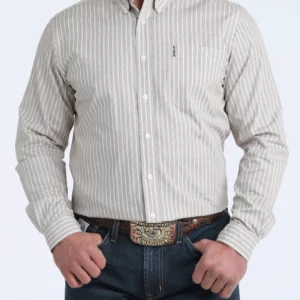 Cinch Men's Shirt 'Classic Fit' Stripe Cream MTW1347148 CRE
