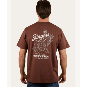 Ringers Western Men's T Shirt 'Wedge-Tail Rampage' Loose Fit Chocolate 125043RW-CH