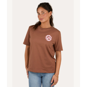 Ringers Western Women's T-Shirt 'Signature Bull' Loose Fit saddle Brown/Cow Print