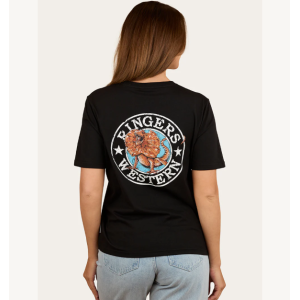 Ringers Western Women's T-Shirt 'Outta Towner' Loose Fit Black
