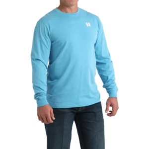 Cinch Men's T-Shirt Long Sleeve 'Classic Logo Graphic' Light Bue MTK1721021 BLU