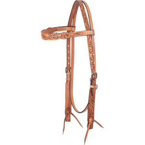 Cashel Browband Headstall with Antique Leaf Tooling