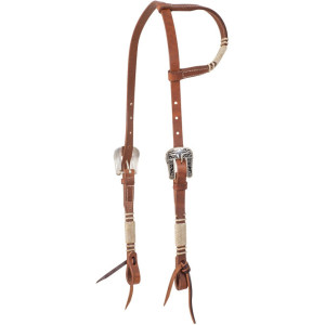 Cashel Slip Ear Harness Headstall with Braided Rawhide & Steer Head Buckles