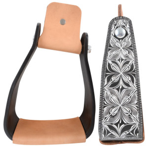 Cashel Aluminum Engraved Slanted Stirrup, 3-inch Deep Black