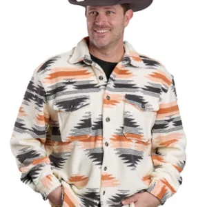 Roper Men's Shirt Jacket Polyester Fleece Aztec White 03-097-0119-6132 WH