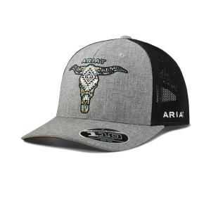 Ariat Cap Southwest Embroidered Skull FlexFit Grey A300075006