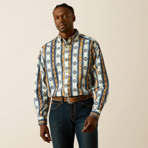Ariat Men's Shirt 'Shilo' Long Sleeve Classic Fit Print Blue 10062236