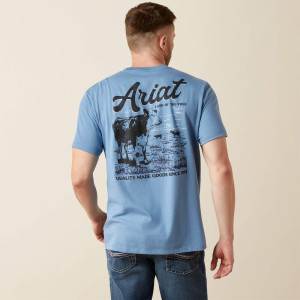 Ariat Men's T-Shirt 'Cattle Co' Coronet Blue 10065896