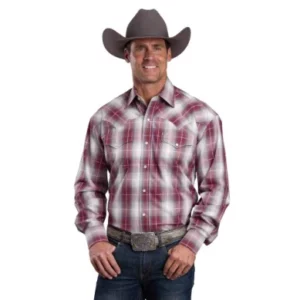 Stetson Men's Shirt Western Long Sleeve Plaid Red 01478007