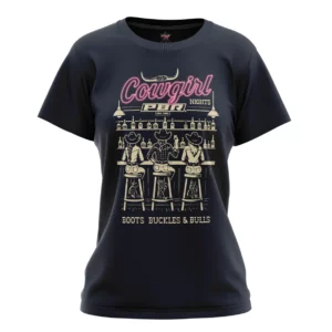 PBR Women's T-Shirt 'Cowgirl Nights' Black