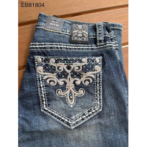 Grace in LA Women's Jeans Easy Fit Mid Rise Boot Cut EB81804